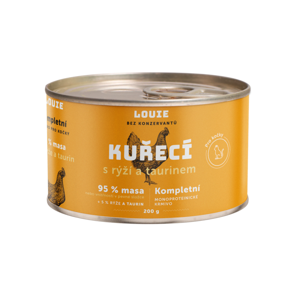 Kuracie s ryžou a taurínom 200g - LOUIE kompletné krmivo pre mačky