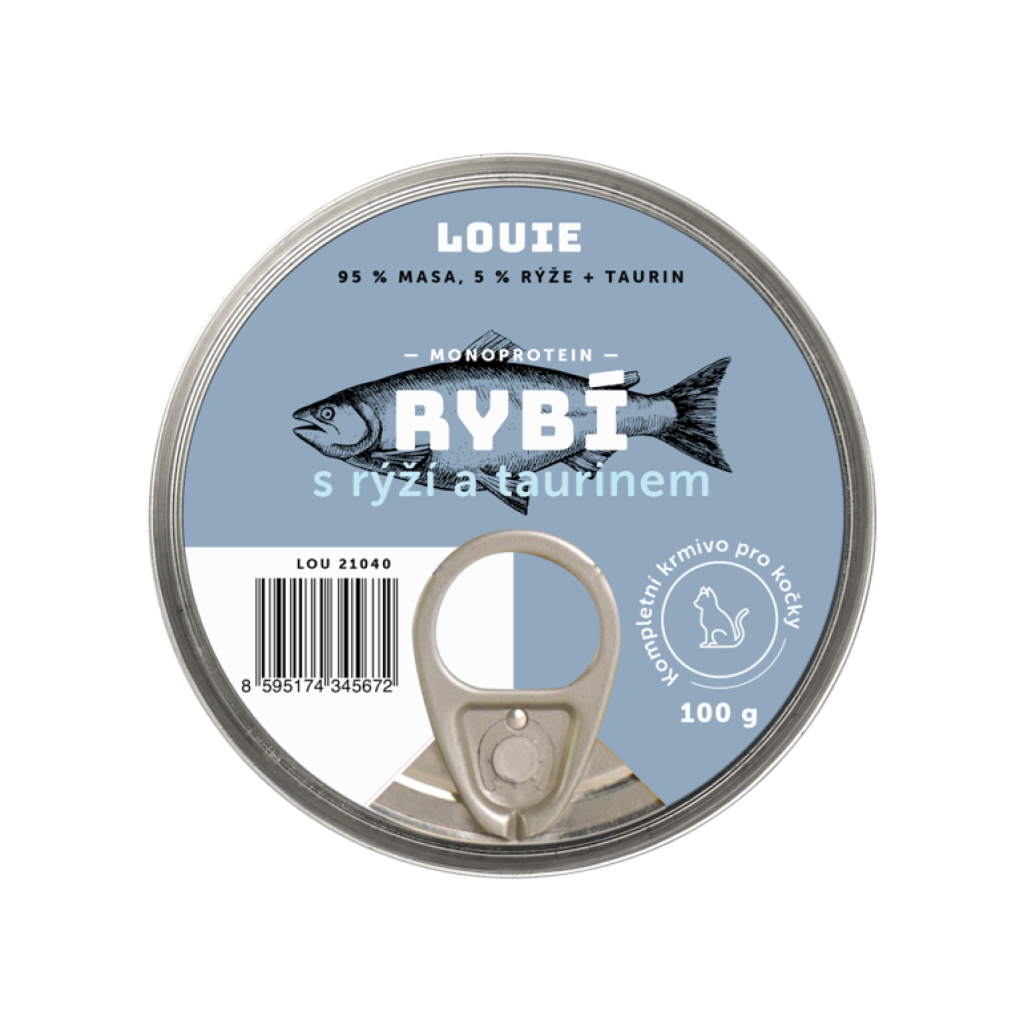 Ryba s ryžou a taurínom 100g - LOUIE kompletné krmivo pre mačky