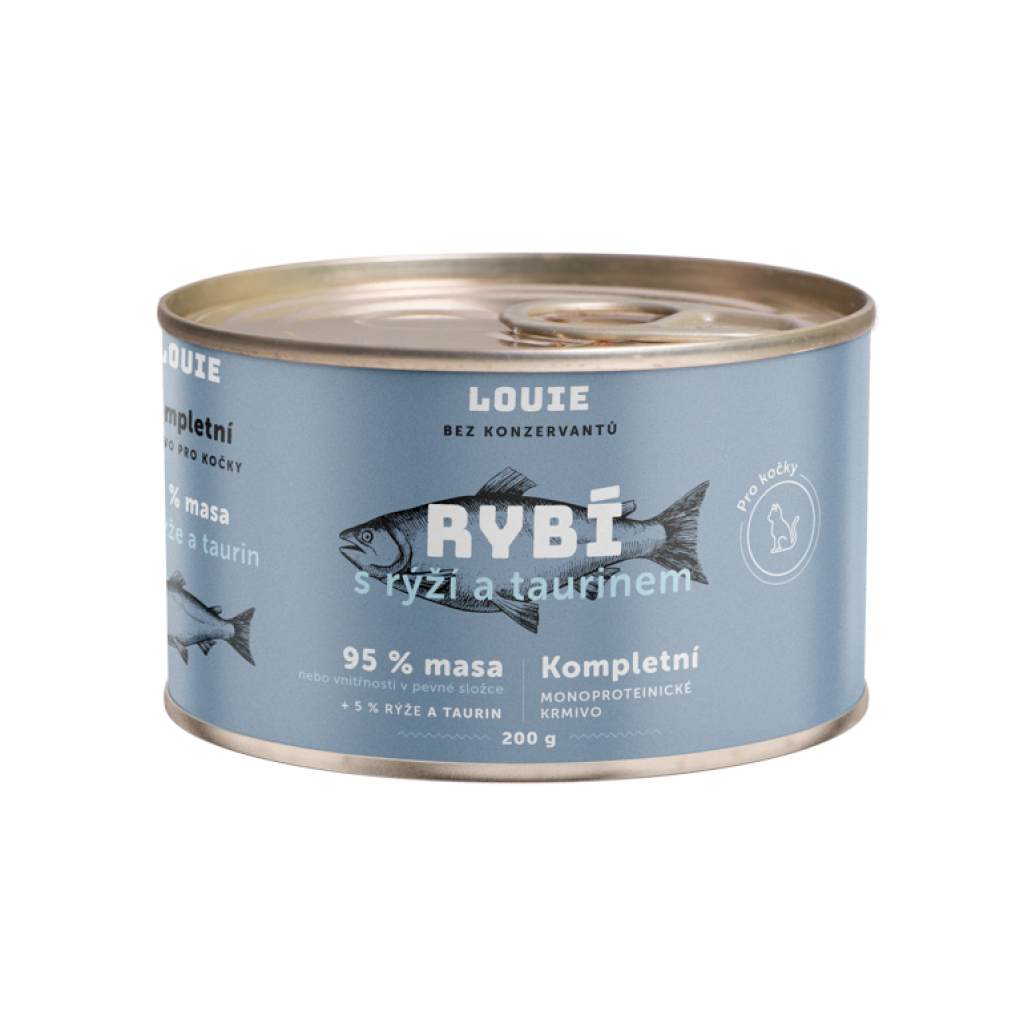 Ryba s ryžou a taurínom 200g - LOUIE kompletné krmivo pre mačky