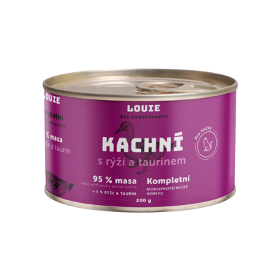 Kačacie s ryžou a taurínom 200g - LOUIE kompletné krmivo pre mačky