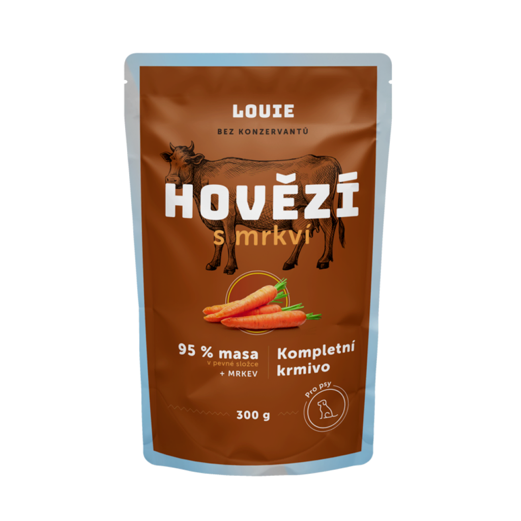 Hovädzie kapsička s mrkvou 300 g – LOUIE kompletné krmivo pre psov