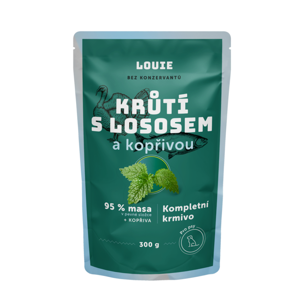Morčacie kapsička so lososom a žihľavou 300 g – LOUIE kompletné krmivo pre psov