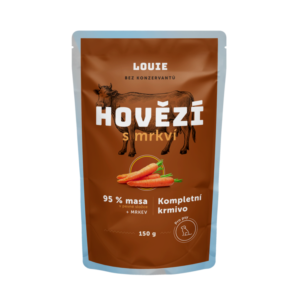 Hovädzia kapsička s mrkvou 150 g – LOUIE kompletné krmivo pre psov