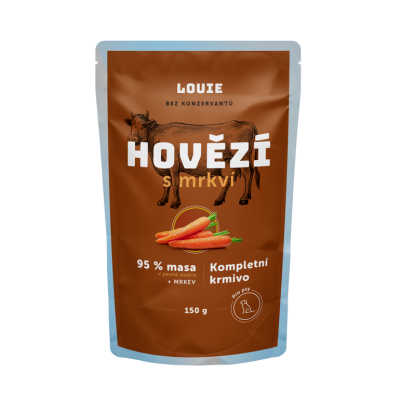 Hovädzia kapsička s mrkvou 150 g – LOUIE kompletné krmivo pre psov