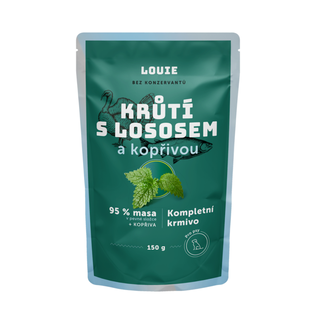 Morčacia kapsička s lososom a žihľavou 150 g – LOUIE kompletné krmivo pre psov