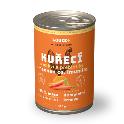 Kuracie s mrkvou + prebiotiká 400g - LOUIE kompletné krmivo pre psy