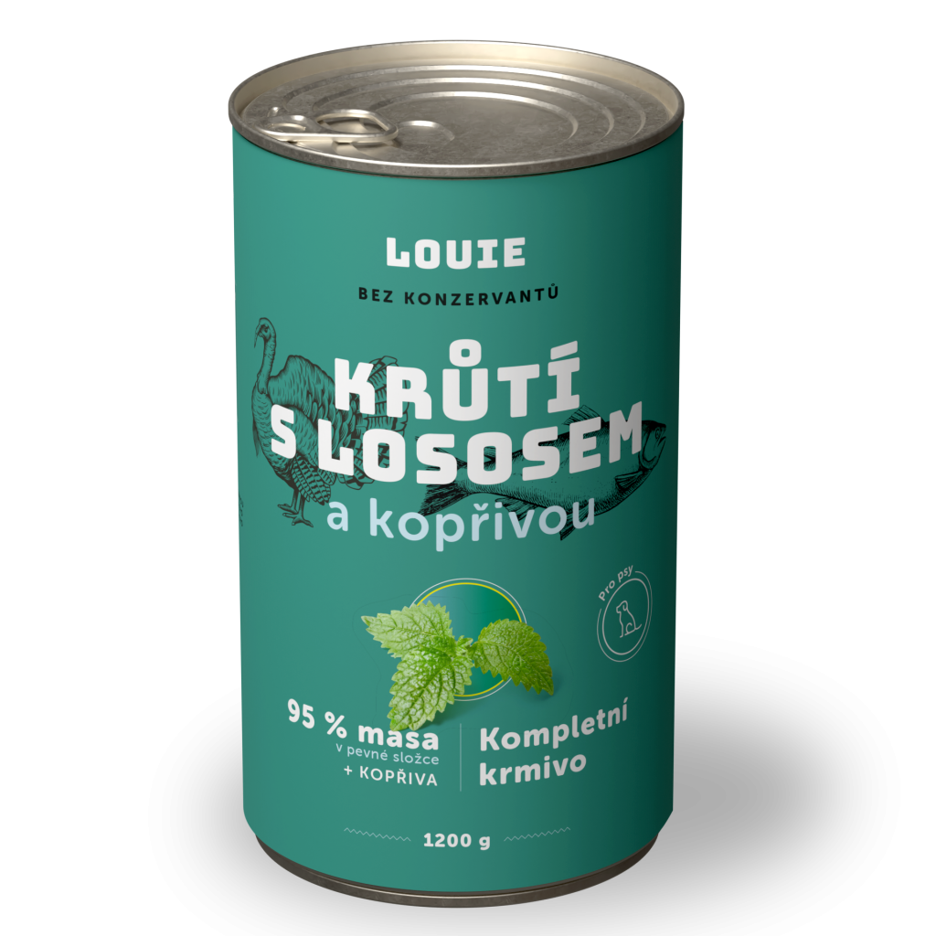 Morčacie s lososom a žihľavou 1200g - LOUIE kompletné krmivo pre psov