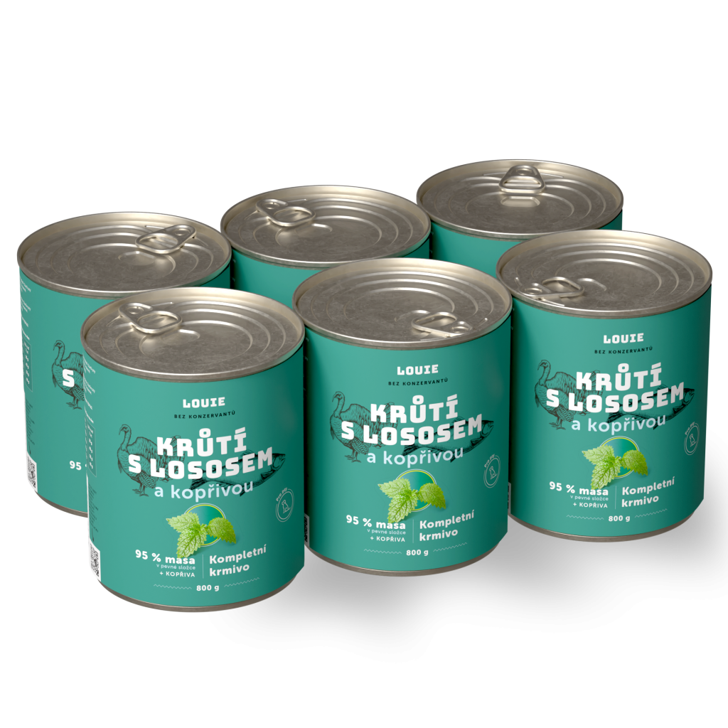 Akčný balíček 6 ks - Morčacie s lososom a žihľavou 800 g