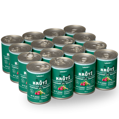 Výhodné balenie 16 ks - Morčacie s brusnicami, paštrnákom + prebiotikami 400g