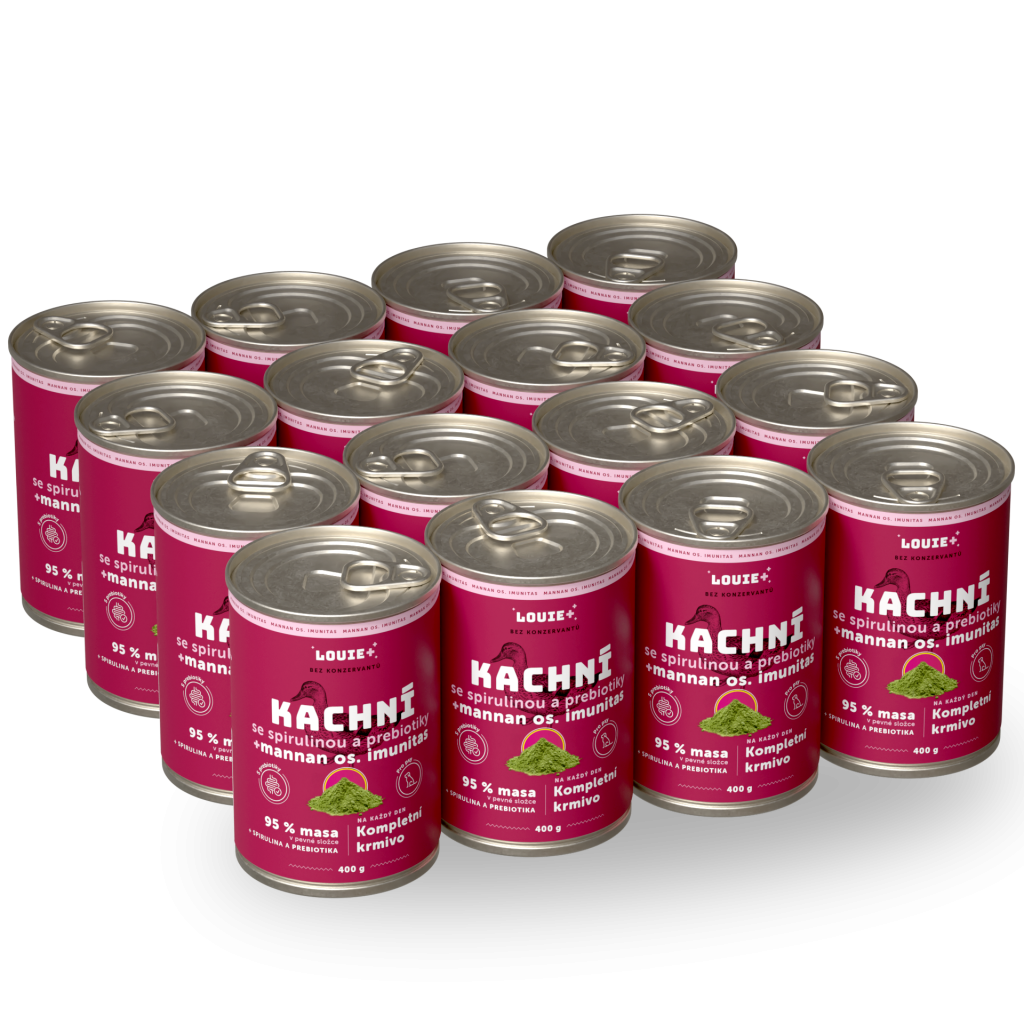 Výhodné balenie 16 ks - Kačacie so spirulinou + prebiotiká 400g